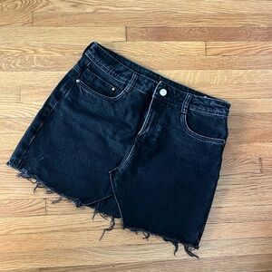 Black denim miniskirt